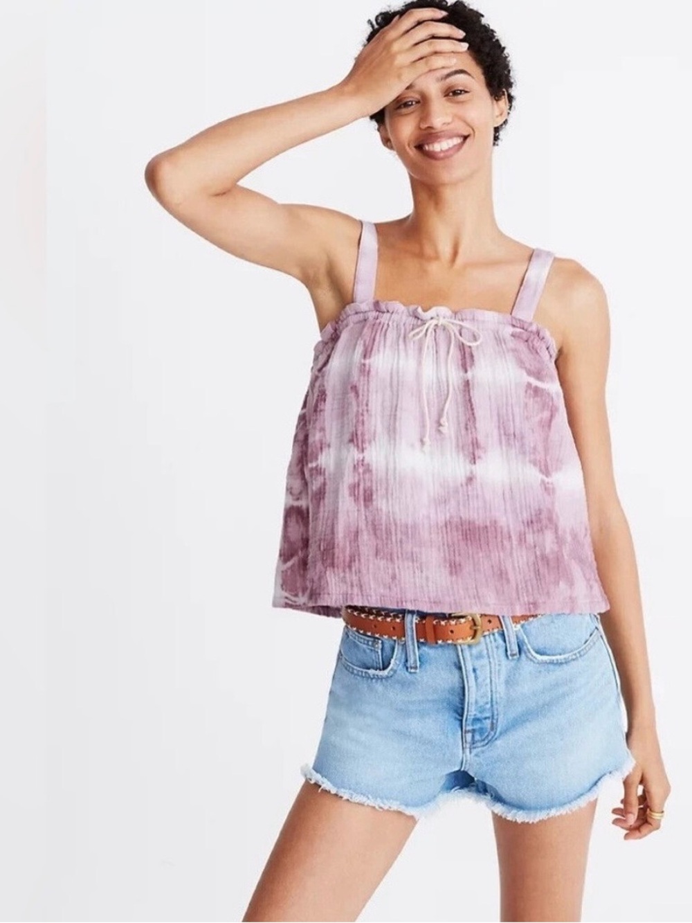 Madewell Lavender Tie-Dye Babydoll Tank